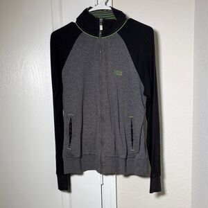 Hugo Boss Black and Gray Jacket with Green Accents